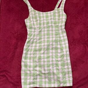 Green plaid dress